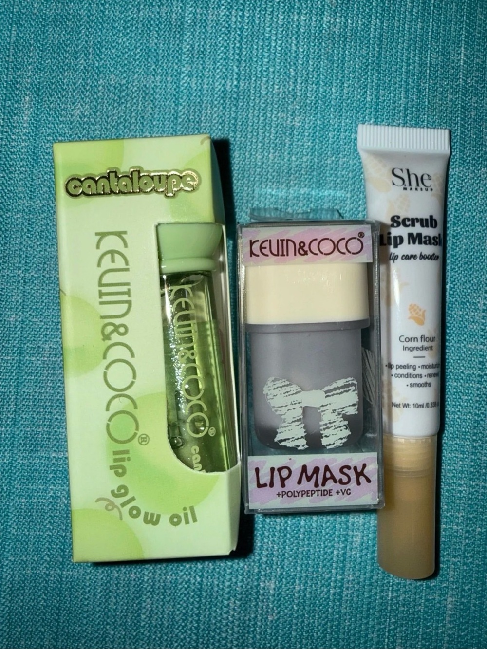 Kevin&Coco Lip Glow Oil + Lip Mask + Scrub Lip Mask Bundle